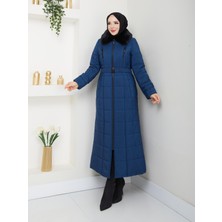 Doque Araboy 125 cm Tesettür Şişme Kapitone Kadın Kışlık Kaban Kürklü 67032