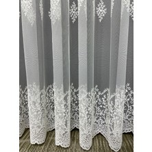 Cortibo Lizbon Serpme Desenli Tül Perde Kırık Beyaz Ekstraforlu Pilesiz 260 cm x 250 cm