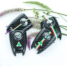 Açık Mavi-A Alfa Romeo Giulia Stelvio Araba Anahtarı Koruyucu Kapak Için Karbon Fiber Anahtar Kabuk 3D Anahtarlık (Yurt Dışından)