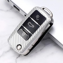 Kahverengi Vw Volkswagen Polo Tiguan Passat B5 B6 B7 Golf Skoda Octavia Için Evrensel Tpu Karbon Fiber Araba Anahtar Kılıfı Kapak (Yurt Dışından)