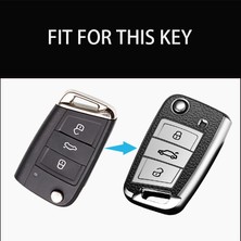 Sadece Gümüş Anahtarlık Volkswagen Vw Golf 7 Mk7 Seat Ibiza Leon Skoda Octavia Uzaktan Kumanda Kılıfı Tiguan Ateca Anahtar Kılıfı - Deri+Tpu Araba Anahtarı Kılıfı (Yurt Dışından)