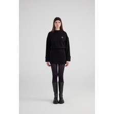Holly Lolly Yırtmaçlı Dokuma Kumaş Mini Claire Elbise Siyah