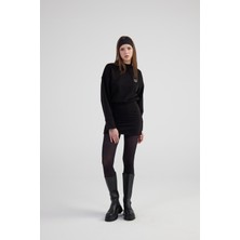 Holly Lolly Yırtmaçlı Dokuma Kumaş Mini Claire Elbise Siyah