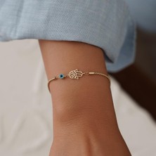 Altıntaş Minik Nazar Boncuklu Hamsa Altın Bileklik