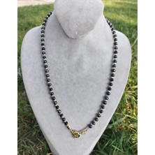 Gemici Kilitli Gerçek Siyah Inci Kolye