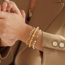 Altıntaş Nazar Boncuklu Akordiyon Altın Bileklik