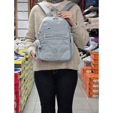 My Polo 2113-8745 Kadın Krinkıl Kumaş Çok Gözlü Astarlı Petli Su Geçirmez Günlük Mini Sırt Çantası - NKT02113-AÇIK-GRI-TEKEBAT