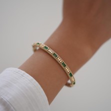 Altıntaş Yeşil Taşlı Dorika Altın Kelepçe