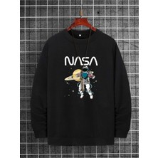 Mercoledi Siyah Sweatshirt Uzay Baskılı
