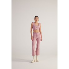 Holly Lolly Ispanyol Kesim Tüvit Tweed Pantolon Pembe