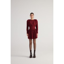 Holly Lolly Beli Korse Görünümlü Vatkalı Mini Jade Elbise Bordo