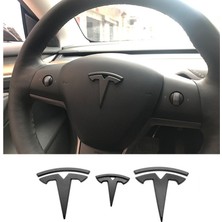 Wenchang Shop C Siyah Model Y Tesla Model 3 Karbon Fiber Desen Araba Etiketi Model Y Direksiyon Simidi Logo Süsleme Sticker Araba Bagaj Çıkartmaları (Yurt Dışından)