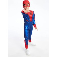 Lifeformoda Erkek Çocuk Spiderman Kostümü Kaslı Maskeli Örümcek Adam Kostümü Parti Kıyafeti