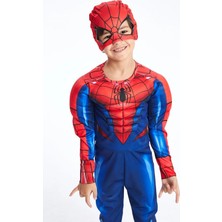 Lifeformoda Erkek Çocuk Spiderman Kostümü Kaslı Maskeli Örümcek Adam Kostümü Parti Kıyafeti