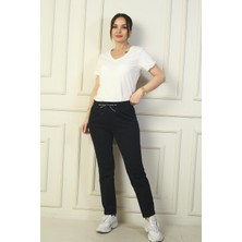 Kadın Beli Lastikli Yandan Cepli Full Likra Çelik Duble Paça Pantolon