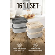 16'lı Set Çok Amaçlı Saklama Kabı Difriz ve Mikrodalga Uyumlu Easy Box 4X1220 4X750 4X430 4X225 ml