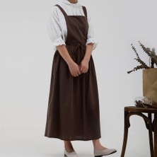 Zhuxi Shop B Koyu Kahverengi Tarzı Tek Boyut Kadın Mutfak Önlüğü Basit Pamuk Keten Ayarlanabilir Önlük Mutfak Aksesuarları Için Çiçekli Elbise Çiçekçi Önlük (Yurt Dışından)