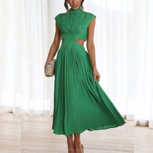 Zhuxi Shop B Siyah Stil M Boyutu Kadın Bahar Yaz Cepler Uzun Maxi Elbise Düz Renk Moda Kolsuz Kesik Sırt Dekolteli Tatlı Zarif Rahat Elbise Vestido (Yurt Dışından)