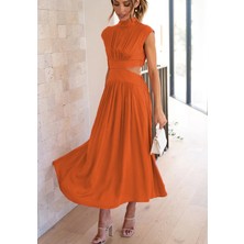 Zhuxi Shop B Siyah Stil M Boyutu Kadın Bahar Yaz Cepler Uzun Maxi Elbise Düz Renk Moda Kolsuz Kesik Sırt Dekolteli Tatlı Zarif Rahat Elbise Vestido (Yurt Dışından)
