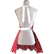 Zhuxi Shop B Kırmızı Stil Tek Boyut Sevimli Kalpli Kırmızı Retro Mutfak Önlük Kadın Kız Pamuklu Noktalı Pişirme Kuaför Önlüğü Vintage Önlük Elbise Su Geçirmez (Yurt Dışından)