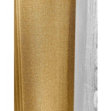 Cortibo Alaska Keten Fon Perde Hardal Tek Kanat (Pilesiz)