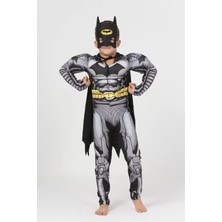 Lifeformoda Erkek Çocuk Batman  Pelerinli ve Maskeli Kaslı Çocuk Kostümü