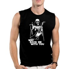 Rock&Roll Rocker Darth Vader Siyah Kesik Kol / Kolsuz Erkek T-Shirt