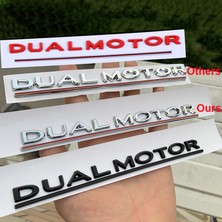 Wenchang Shop C Mat Siyah Tesla Model 3 Araba Stil Yeniden Düzenleme Yüksek Performans Bagaj Rozeti Sticker Krom Siyah Çift Motor Altı Çizili Harfler Amblemi (Yurt Dışından)