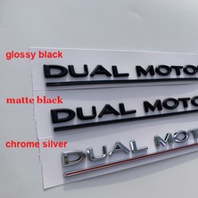 Wenchang Shop C Mat Siyah Tesla Model 3 Araba Stil Yeniden Düzenleme Yüksek Performans Bagaj Rozeti Sticker Krom Siyah Çift Motor Altı Çizili Harfler Amblemi (Yurt Dışından)