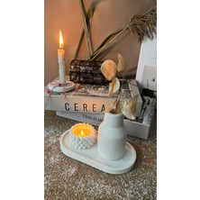 Duck Decoration Dekoratif Çizgili Vazo ve Örgü Görünümlü Mumluk Set