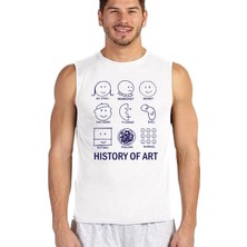 Rock&Roll Sanat Tarihi Beyaz Kesik Kol / Kolsuz Erkek T-Shirt