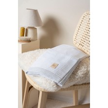 Heaven Home Gri Puantiyeli Çift Katlı Beyaz Örgü Pike