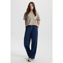 Chloe Wide Leg Dark Blue Jean Pantolon - Dark Blue