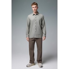Steve Beli Lastikli Slouchy Düz Paça Smart Pantolon - Ağaç Kabuğu