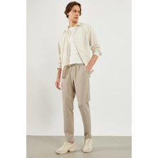 Alfred Beli Lastikli Slim Straight Gofre Pantolon - Gri