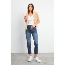 Jessica Dark Blue Mom Jean Pantolon - Dark Blue