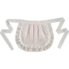 Zhuxi Shop B (8)Beyaz Stil Küçük Beyaz Yarım Bel Dantel Büzgülü Önlük Kadın Avental De Cozinha Cosplay Dekoratif Önlük Lolita Elbise Için (Yurt Dışından)