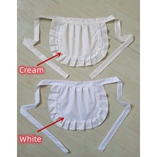 Zhuxi Shop B (8)Beyaz Stil Küçük Beyaz Yarım Bel Dantel Büzgülü Önlük Kadın Avental De Cozinha Cosplay Dekoratif Önlük Lolita Elbise Için (Yurt Dışından)