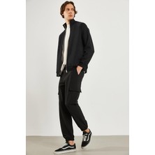 Felix Paçası Lastikli Kargo Cepli Paraşüt Jogger Pantolon - Siyah