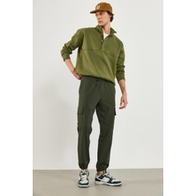 Felix Paçası Lastikli Kargo Cepli Paraşüt Jogger Pantolon - Haki
