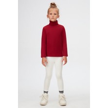 Bordo Basic Kışlık Tam Balıkçı Yaka Uzun Kollu Kız Çocuk Tişört