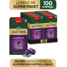 Jacobs Lungo 8 Intenso Nespresso Uyumlu Alüminyum Kapsül Kahve 10 Adet X 10 Paket