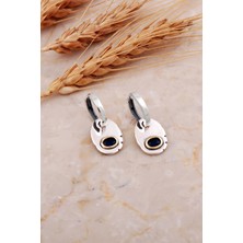 Sümer Telkari Safir Taşlı Plaka Elişi Gümüş Halka Küpe 7242