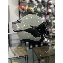 Oxo Nardo Gri Çene Açılır Kask Siyah Vizörlü (+1 Şeffaf Vizör)