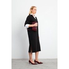 Marine Uzun Kollu Interlok Elbise - Siyah