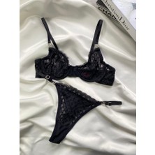 Shy Lola Lingerie Siyah Nude Dantelli Bralet Sütyen Kilot Takım Tanga