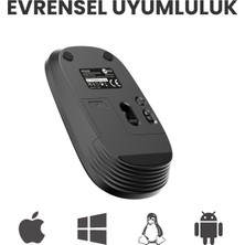 Lecoo WS209 Kablosuz 6 Tuşlu 1600DPI Çift Modlu 2.4GHz WiFi + Bluetooth Şarjlı Sessiz Optik Mouse Siyah