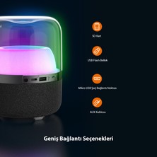 Lecoo RS19 Kablosuz 10W RGB Aydınlatmalı Bluetooth/USB/AUX/SD Kart Stereo Taşınabilir Hoparlör Siyah