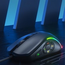 Lecoo MS140 Kablolu 6400DPI 10 Makro Tuşlu RGB LED Aydınlatmalı Gaming Optik Mouse Siyah