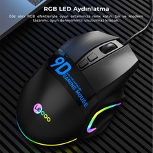 Lecoo MS130 Kablolu 7200DPI 9 Makro Tuşlu RGB LED Aydınlatmalı Gaming Optik Mouse Siyah